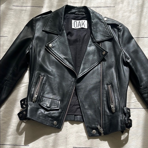 OAK NYC Jackets & Blazers - OAK NYC Black Leather Ryder Moto Jacket Size M